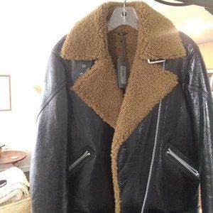 ALL SAINTS HAWLEY SHEEPSKIN BIKER JACKET, BRAND NEW, SIZE S